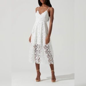 ASTR The Label Lace A-Line Midi Cocktail Dress Sleeveless White Size L